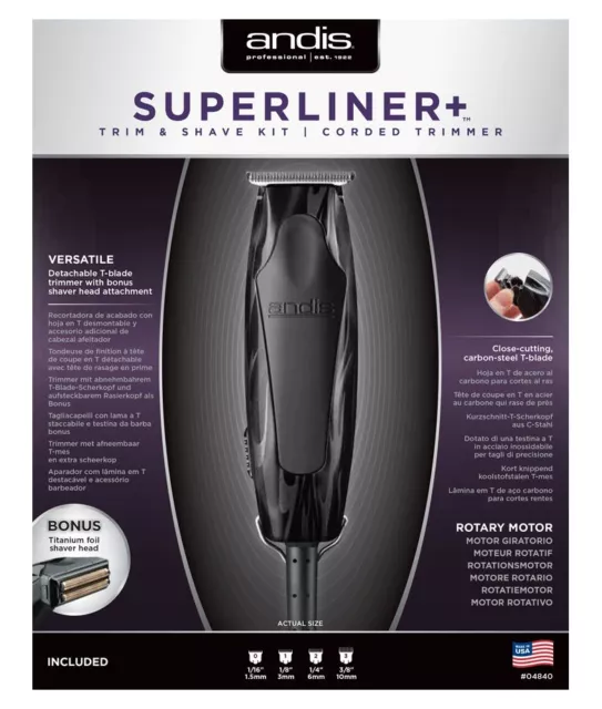 Andis T-Outliner (Rt-1) Trim & Shave Kit (Super Liner+)  Foil Included (Uk Volt)