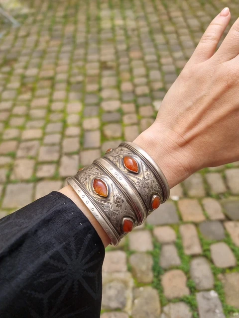 Bracelet Cornaline Avec Chaîne Et Attache En Argent 925, Marque Délicatement Doux