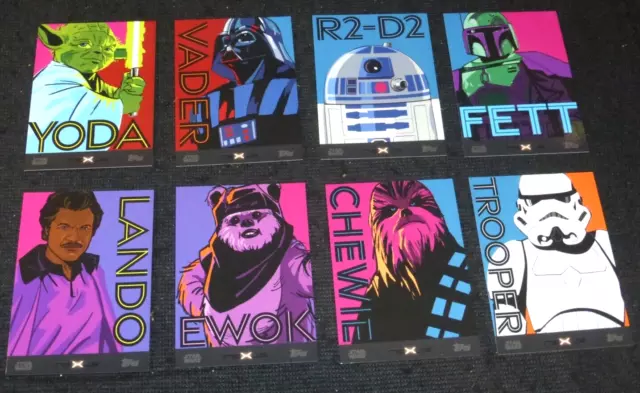 (8) 2022 Topps X Nexus Set #3 Yoda Vader Fett Chemie Ewok Lando R2-D2~8 Card Set