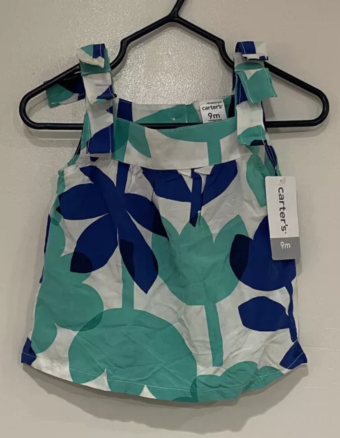 Carters Baby Girls Bow Strap Floral 100% Viscose Sleeveless Top Multi 9 M NWT