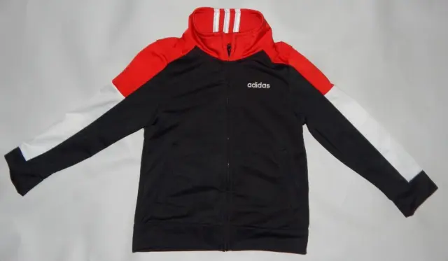 Adidas Boys Size 3T BlackRed/White  Long Sleeve Zipper Warm-Up Track Jacket EUC