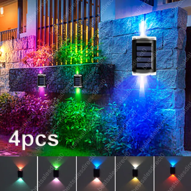 4x SUPER BRIGHT SOLAR POWERED DOOR FENCE WALL LIGHTS LED OUTDOOR GARDEN LIGHTING