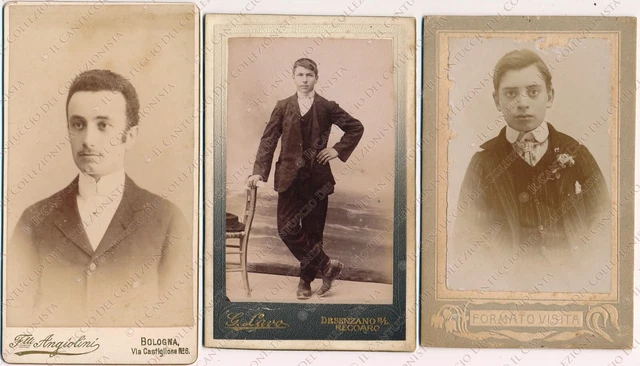 1880c Ritratti ragazzi Carte de visite CDV LOTTO 3 Fotografie