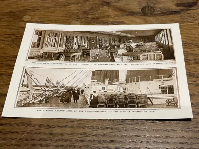 CUNARD White Star Line Postcard No 88 Titanic Parisian Cafe & rescue Lifeboats