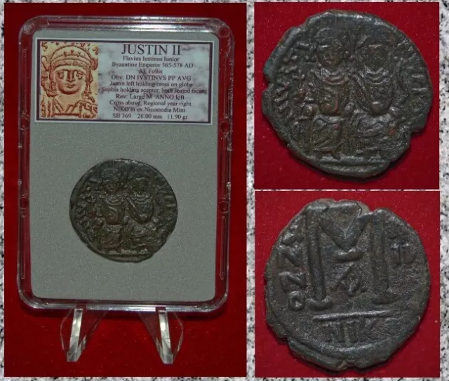 Ancient BYZANTINE EMPIRE Coin Of JUSTIN II Sophia And Justin II On Thrones