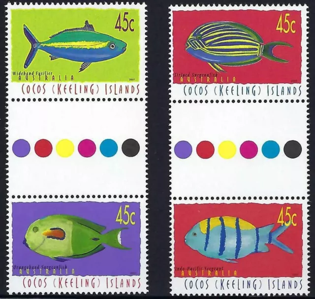 2001 Cocos Keeling Islands SG#335a/d Marine Life Part V gutter pairs mint MUH