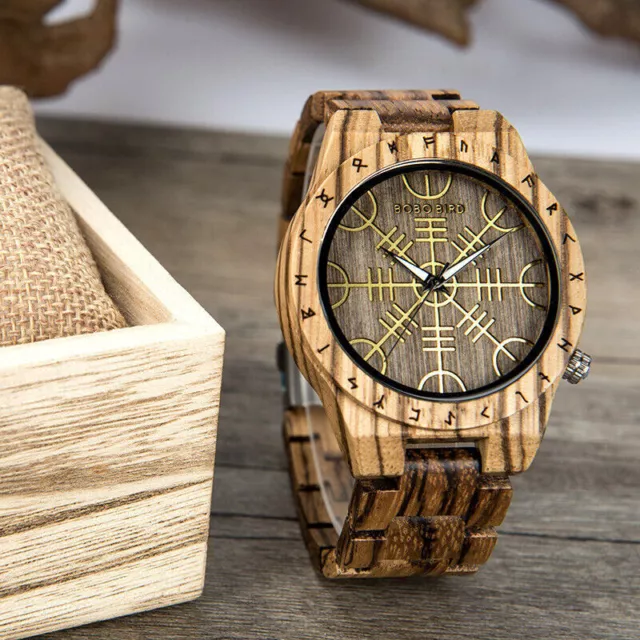 Hot Bobo Bird Graphic Constellation Casual Ebony All Wood Mens Watch