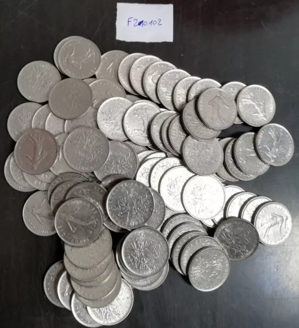 Lot monnaies françaises 100 pièces 5 Francs Semeuse