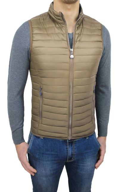 Giubbotto piumino uomo smanicato beige slim fit gilet piumino casual da L a 3XL