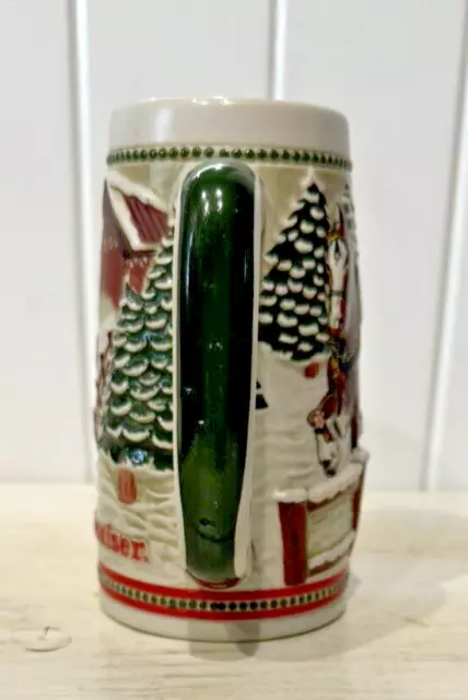 1984 Budweiser Holiday Stein | Team and Wagon with Covered Bridge | EUC 3