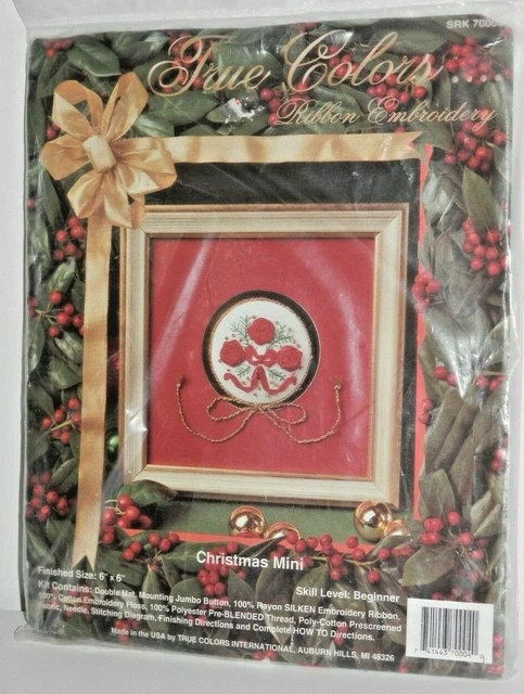 KIT DE BORDADO DE MINI CINTA DE NAVIDAD True Colors de colección #70004 rosas rojas nuevo de lote antiguo