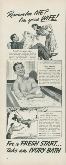 1942 Ivory Soap Pre Dinner Bath Days Best Hours Swing Wife Vintage Print Ad L24