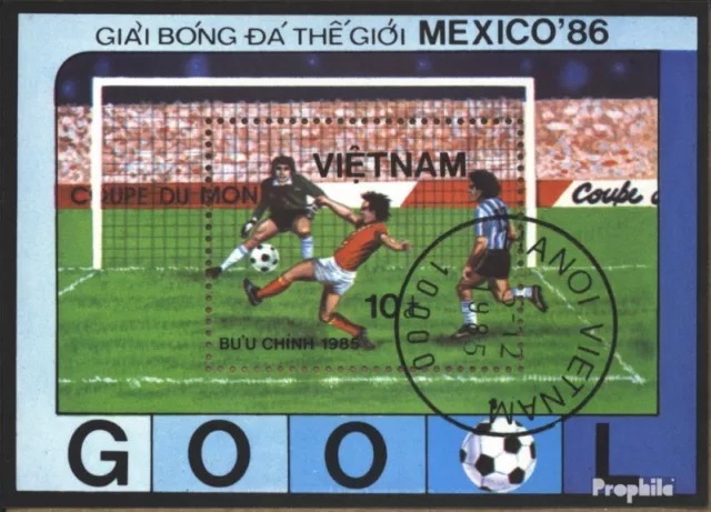 Vietnam Block43 (complete issue) used 1985 Football-WM 1986, Me