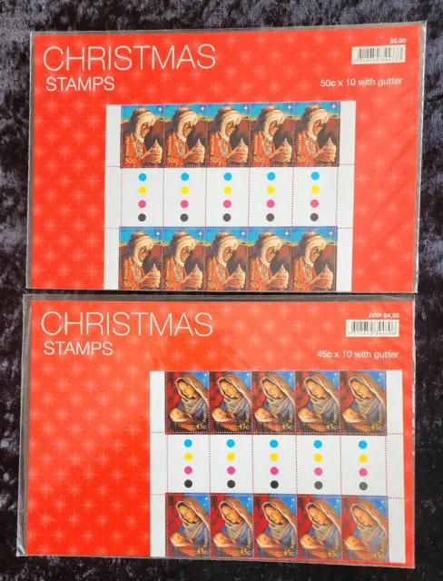 2 x AUSTRALIA Post 2006 Christmas Collectors Packs 45c & 50c Gutter Strips MINT