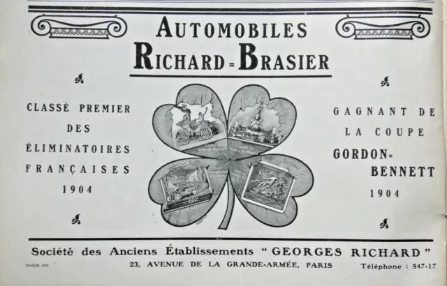 1905 Automobile Blaze Winning Gordon-Bennett Cut 1904 Press Advertisement