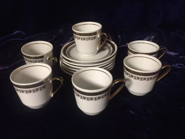 Lot of 3 Cups & Saucers Silver Heirloom JSC White Demitasse Espresso Coffee  Tea