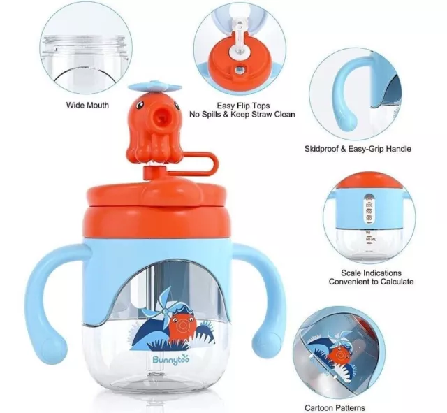 Botella de paja de agua potable para bebés niños mango de alimentación taza para sorber BPA libre de BPA