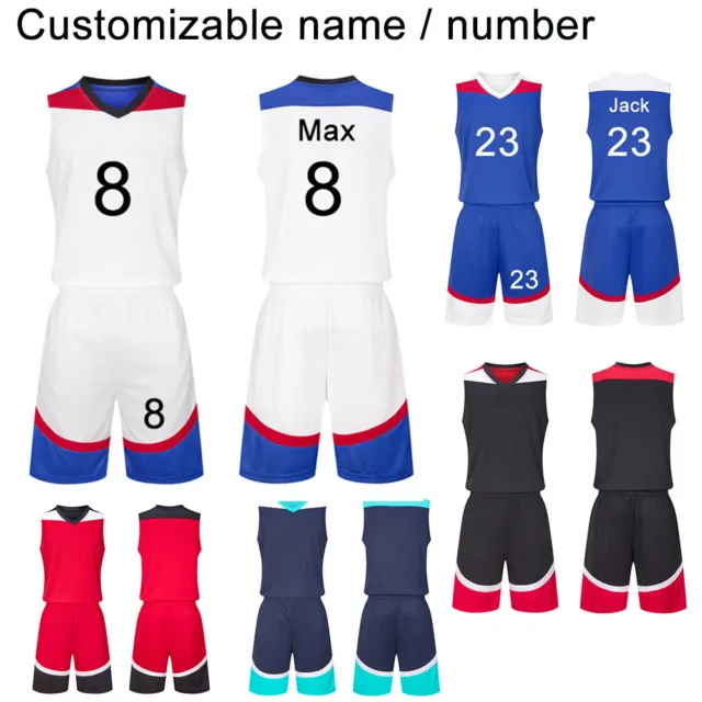 Kids Boys Basketball Kit Jersey Training Suit Sport Custom names numbers