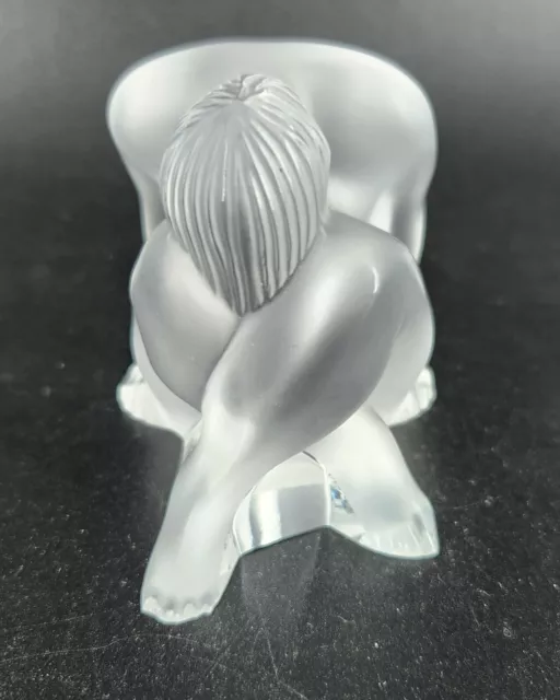 LALIQUE Crystal French Frosted Nu Assis Nude Sitting Figurine Sculpture SEE
