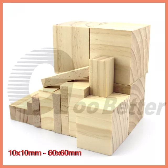 0.8cm - 8cm Natural Wooden Blocks Cubes Wood Craft Square Block