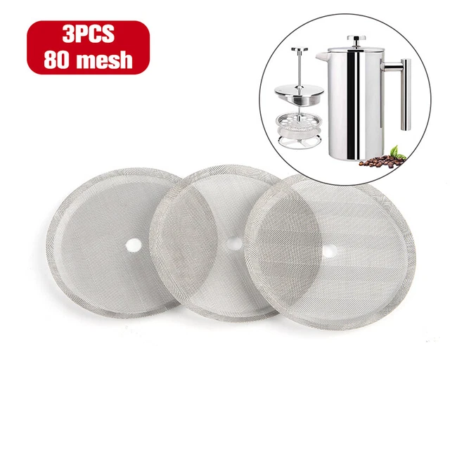 3Pcs Reusable Stainless Steel French Press Coffee Maker Detachable Mesh Filte re