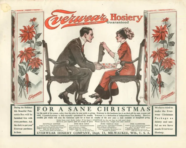 For a Sane Christmas: Everwear Hosiery for Women ad 1911 Leyendecker