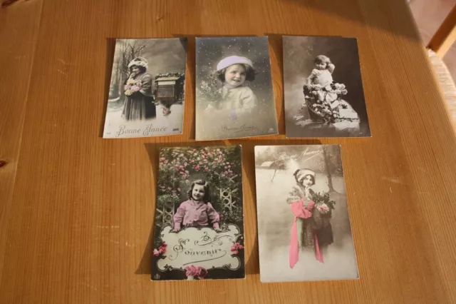 Lot de 5 cartes postales anciennes CPA Bonne Année souvenir