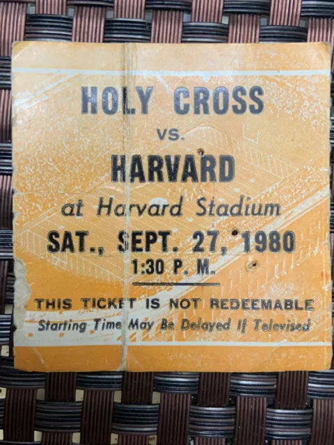 Holy Cross vs Harvard Sept 27/80 Vintage Football Ticket Stub Harvard Stadium