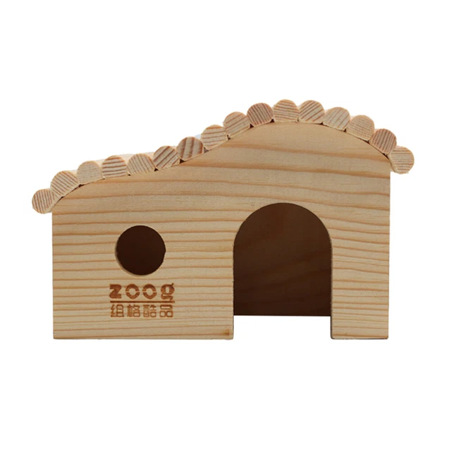 Jaula de escondite para casa de hámster enano hágalo usted mismo cabaña de madera para animales pequeños mascota rata ratón