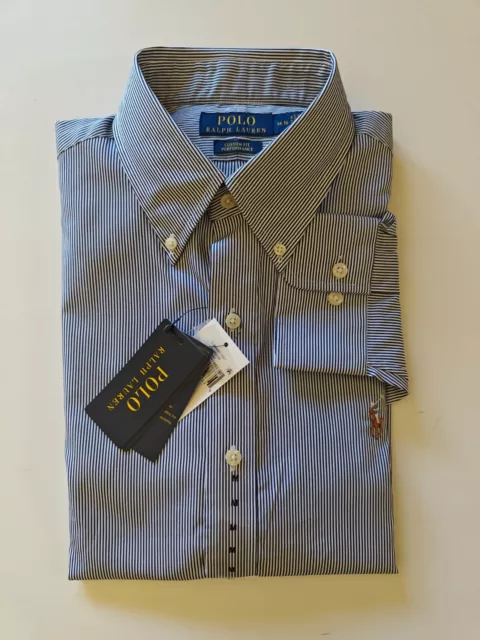 NWT Polo Ralph Lauren Men's Custom Fit Striped Poplin Shirt Size M/16 & L/16.5