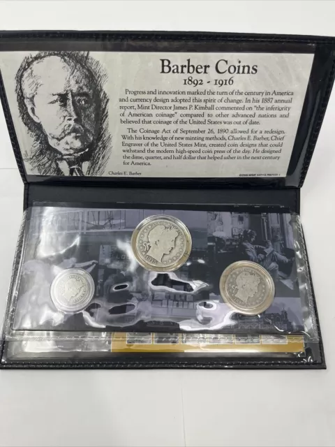 Barber Type Silver Coin 3-piece Set Dime Quarter Half Dollar