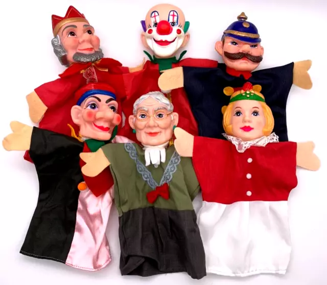 Vintage 1970s Mr. Rogers Neighborhood Rubber Head Hand Puppets Set of 6