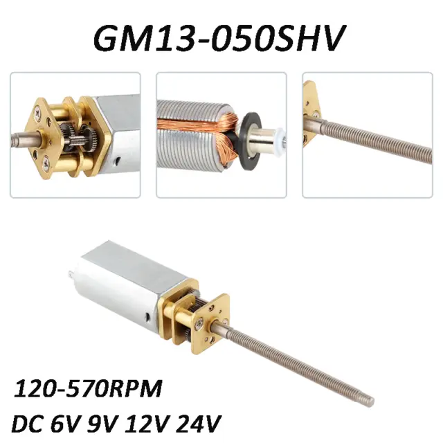 Permanent Magnet Gearmotor GM13-050SHV Reversible DC 6V 9V 12V 24V Screw Shaft