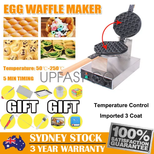 Commercial Electric Egg Puff Bubble Cake Waffle Egg Maker Oven Machine Nonstick