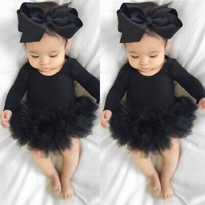 Infant Newborn Baby Girl Tulle Tutu Romper Bodysuit Clothes Headband Outfits Set