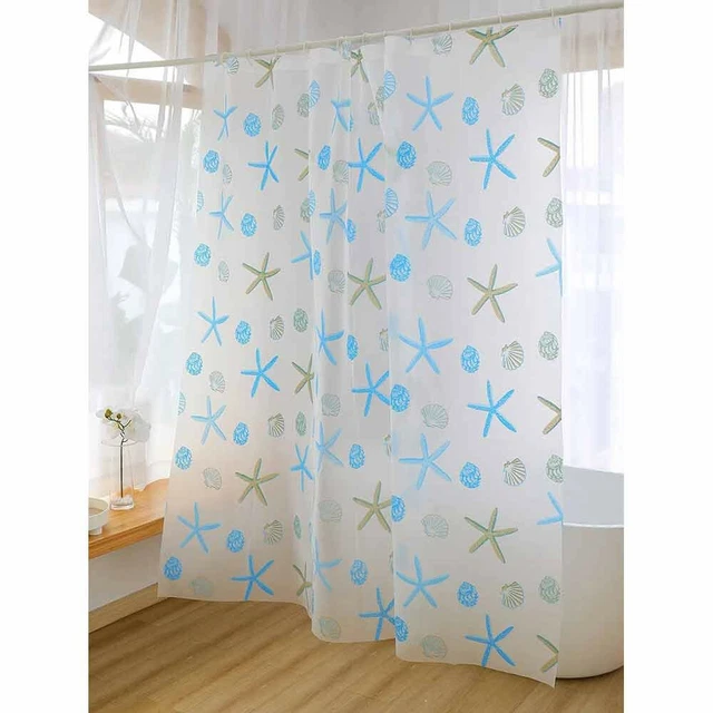 TENDA MODERNA DOCCIA vasca da bagno impermeabile pvc 12 ganci con stelle  marine EUR 14,19 - PicClick IT