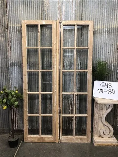 Antique French Double Doors (44.5x80) 10 Pane Glass European Doors G48