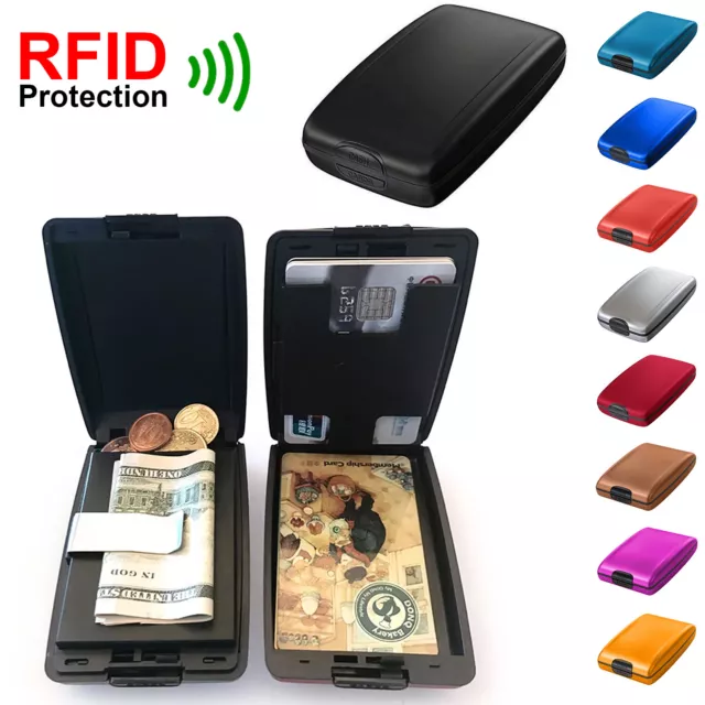 Portafoglio in alluminio RFID UK sicuro contanti e carte portacarta automatica~