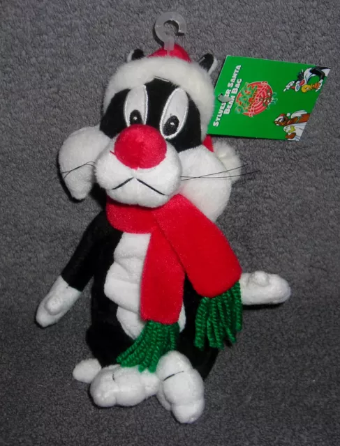 Warner Brothers Studio Store Sylvester Santa Christmas 9" Bean Bag Plush