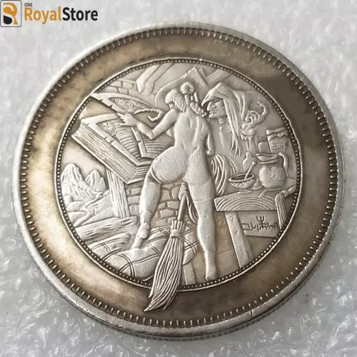 hobo nickel coin The girl with the witch Coins Collectibles ENGRAVING ART gift