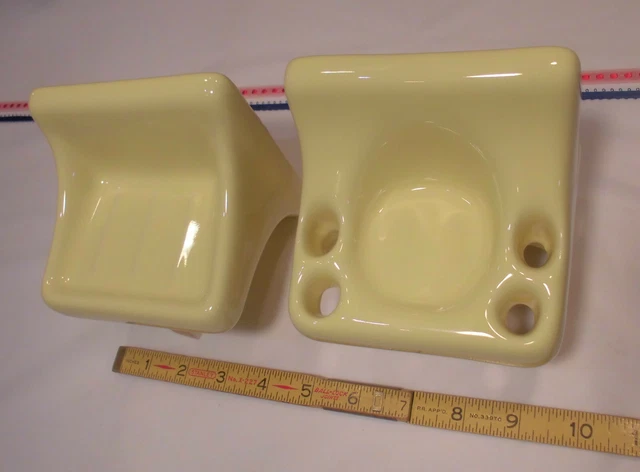 Glossy Texas Yellow; Sink Set… Ceramic Soap Dish...Cup & Toothbrush Holder  NEW