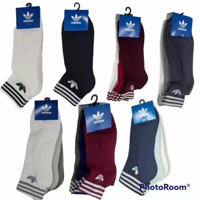 3 Paar Adidas Trefoil Ankle Socken | weiß, schwarz, mehrfarbig | Knöchelhoch