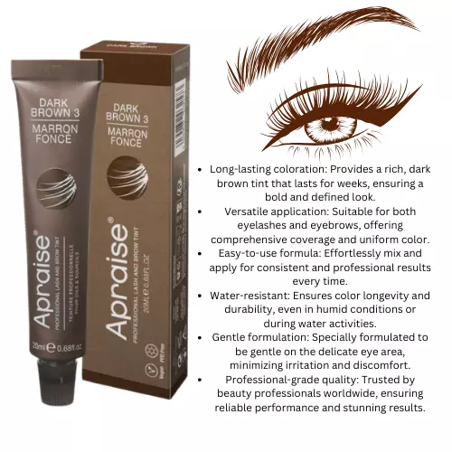 Apraise Professional Eyelash And Eyebrow Dark Brown Tint 20ml