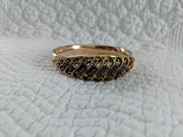 ANTIQUE VICTORIAN MASON Howard M H Co 12k Gold Shell Bangle Amethyst Bracelet 154.17 PicClick UK