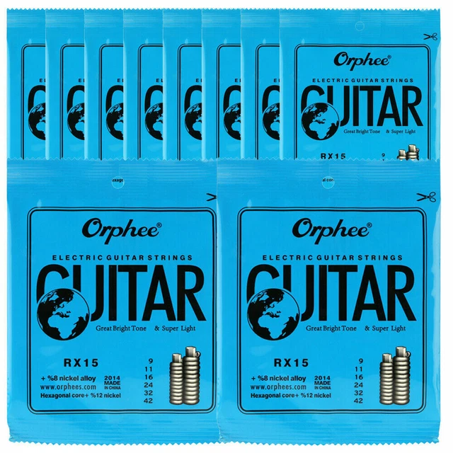 10X Orphee RX15 Electric Guitar Strings Set High Gloss Carbon Steel Strings