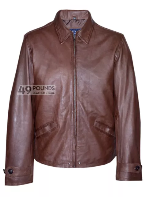 SKYFALL Men's Leather Jacket Brown CLASSIC 100% SOFT NAPA LEATHER 1368