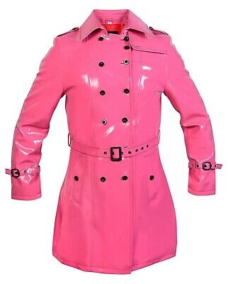 PVC Vinyl Women's Pink Trench Coat All sizes