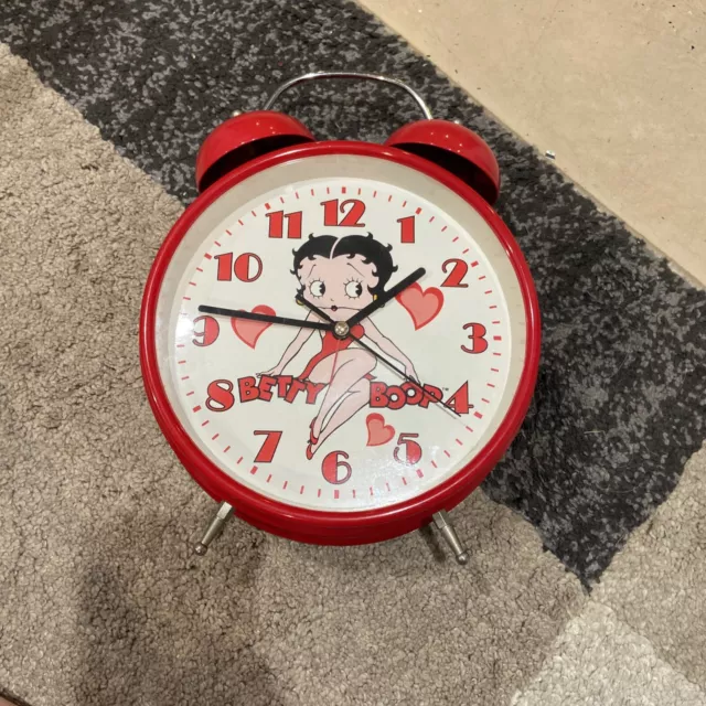 Betty Boop alarm table clock red king feature vtg Working 11" Large Big Pudgy