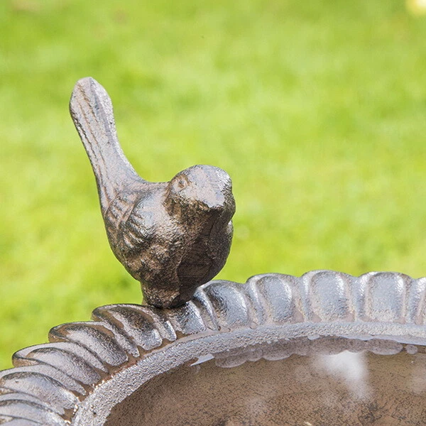 Vogeltränke Vogelbad Stab Wasserstelle Vogel Gartendeko Gartenstecker Gusseisen 3