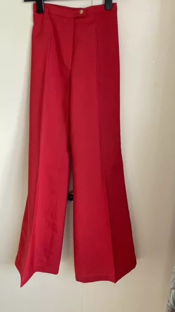 Vintage 1970s Ladies Wide Leg trousers Red high waist UK 8  For Use / Collector